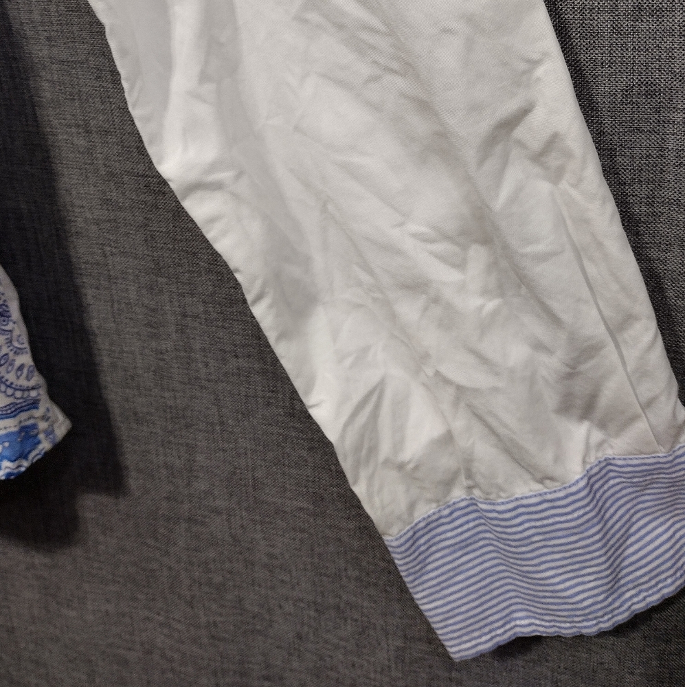 Etro Paisley Button Shirt Womens 42 Made in Italy Blue White Artsy Retro 90s Y2K - Picture 3 of 7